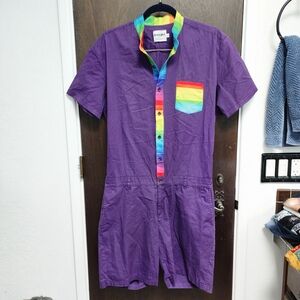 Men's PURPLE PRIDE ROMPERJACK Rainbow Trim L